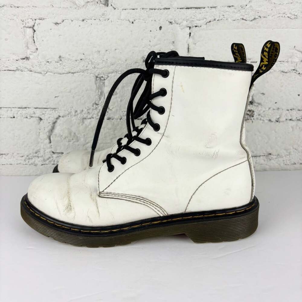 Dr. Martens White Combat Moto Boots 6